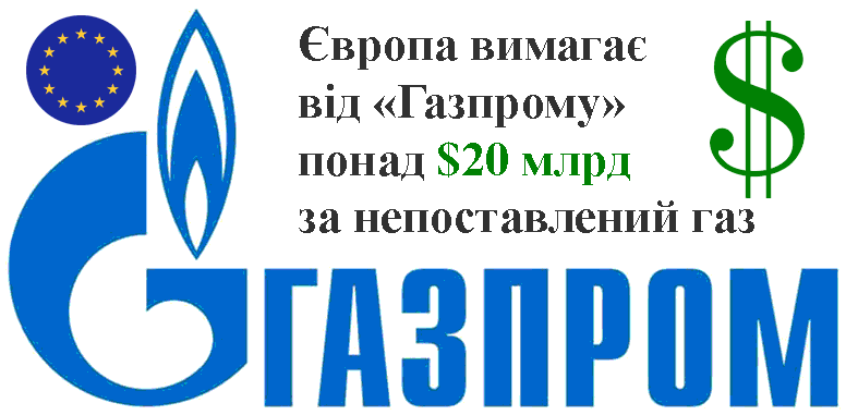 Європа вимагає від «Газпрому» понад $20 млрд за непоставлений газ